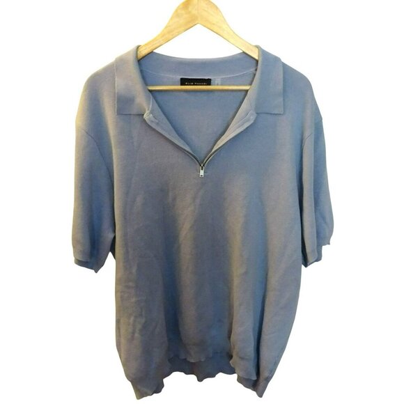 Elie Tahari Womens Light Blue Cotton/Viscose Sweater With Half-Zip Size XL - Picture 7 of 7